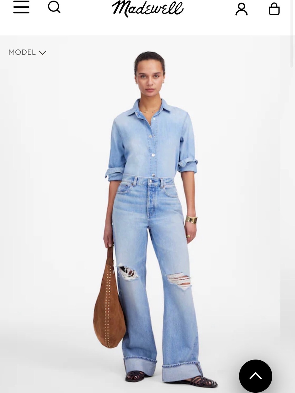 Madewell Light Blue High-Rise Wide-Leg Distressed Jeans